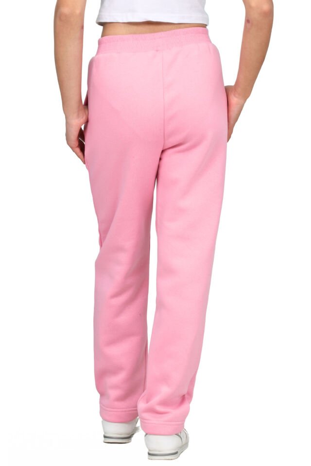 Kız Çocuk 3 İplik Şardonlu İçi Pamuklu Okul Eşofman Altı Pantolon Pembe - 13-14 Yaş