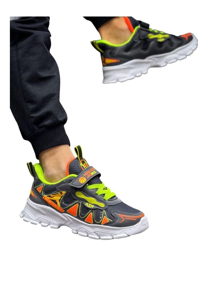 Kız çocuk okul siyah-mor günlük spor sneaker ayakkabı Füme - 28