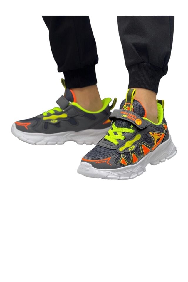 Kız çocuk okul siyah-mor günlük spor sneaker ayakkabı Füme - 28