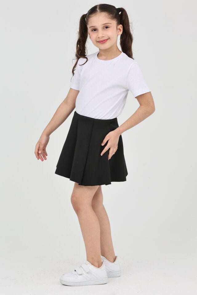 Kız çocuk siyah skuba kloş havuç dilimi günlük, bayramlık, gösteri, parti, özel gün okul etek Siyah - 4-5 Yaş