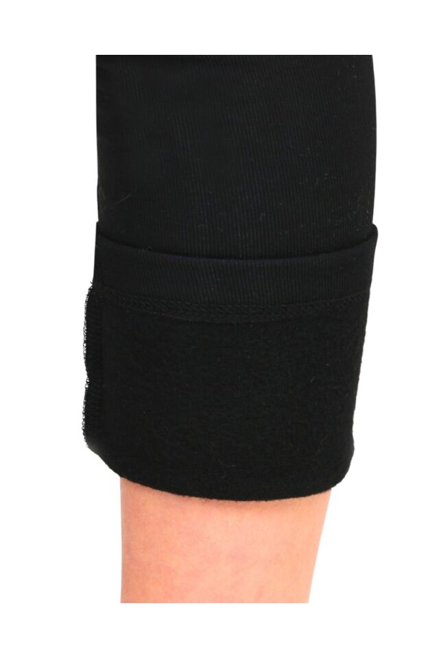 Kız çocuk Yüksek Bel İçi Havlu - Şardonlu Termal Kışlık Günlük-Casual, Spor, Egzersiz, Tayt Siyah - 10-11 Yaş